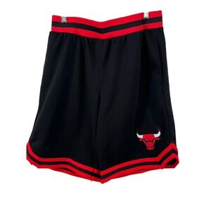 Ultra Game NBA Chicago Bulls Mens Large Black Red Mesh Basketball Shorts Gym L